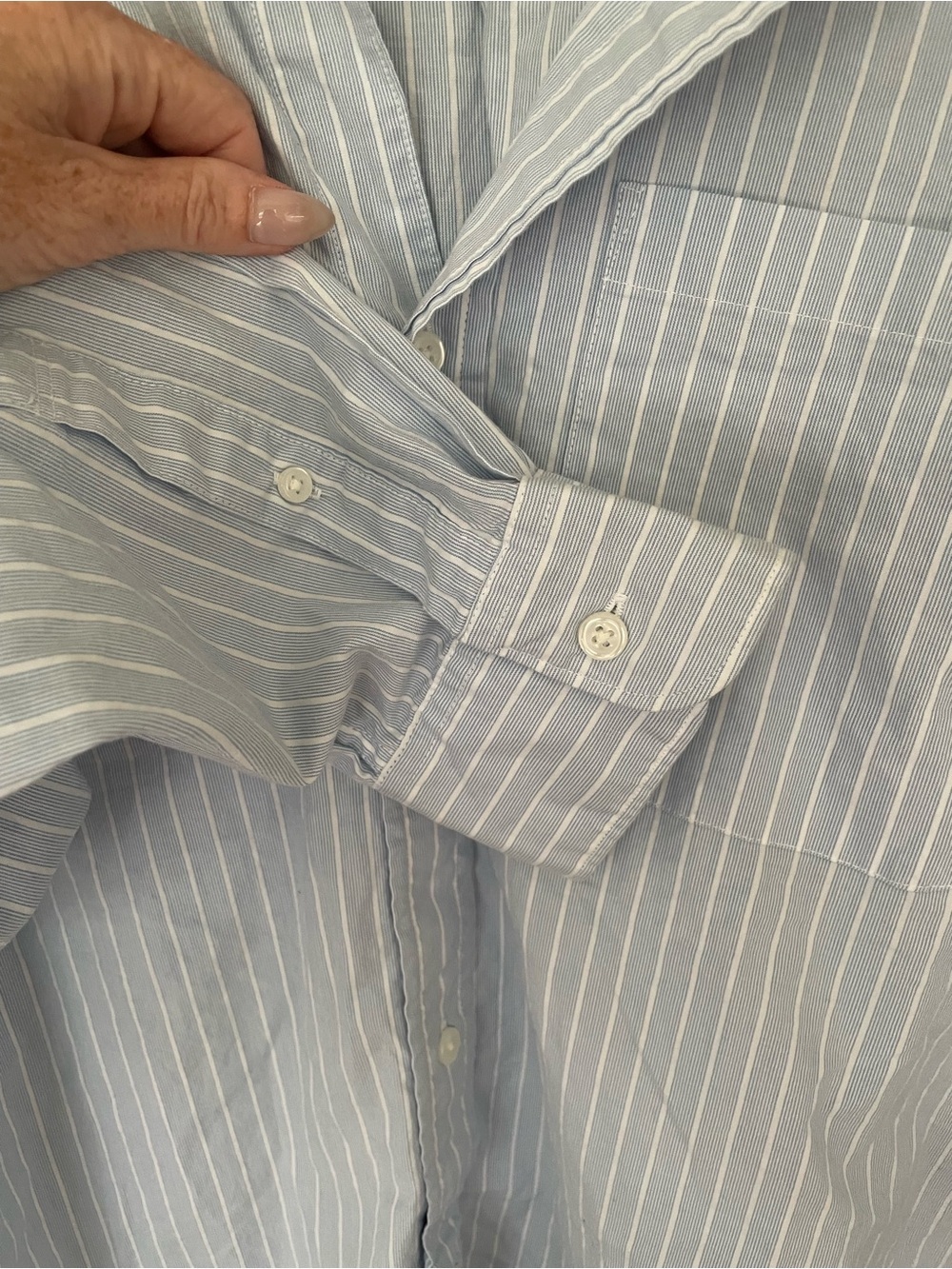 Abercrombie & Fitch Oversized Cropped Oxford blue/white button down, XL - Picture 4 of 6